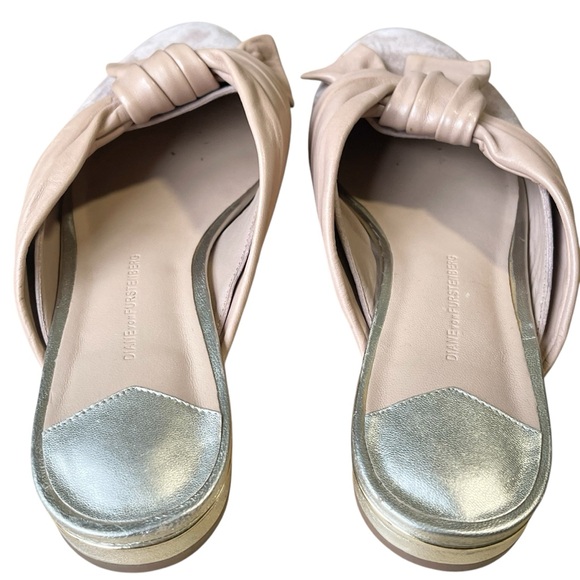 Diane von Furstenberg DVF Suede Leather Neutral Light Mauve Flat Mules Size 6M - Picture 6 of 13